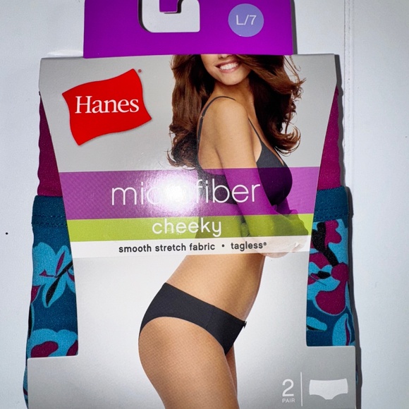Hanes Womens Tagless Microfiber Cheeky Panties 2 Pack Sizes 7 NEW NWT - Picture 3 of 5